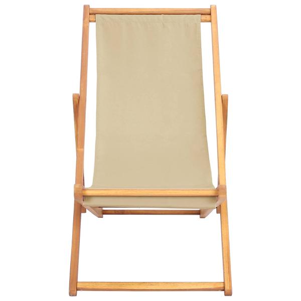 Liegestuhl Beige Massivholz Teak