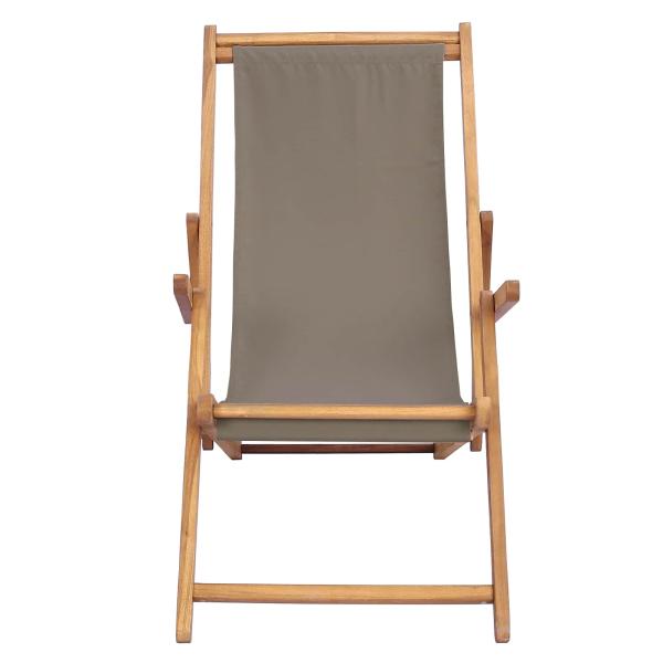 Liegestuhl Taupe Massivholz Teak