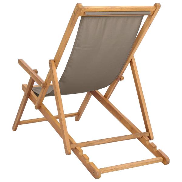 Liegestuhl Taupe Massivholz Teak