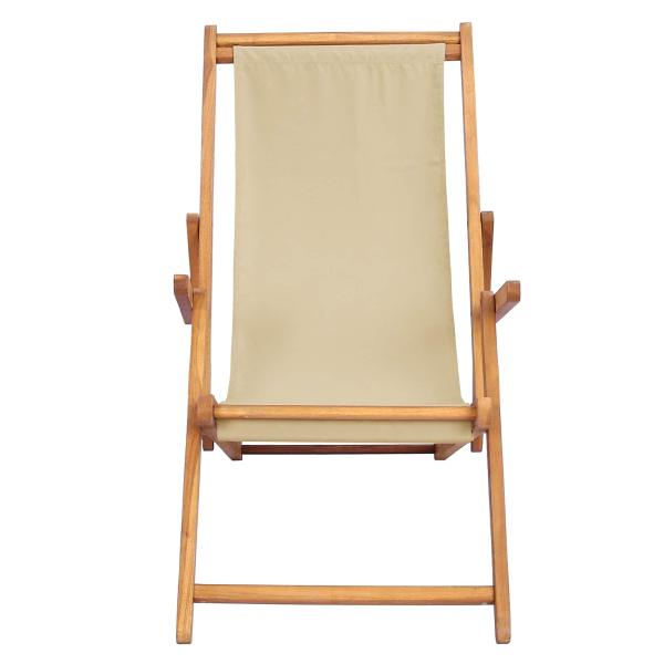 Liegestuhl Beige Massivholz Teak