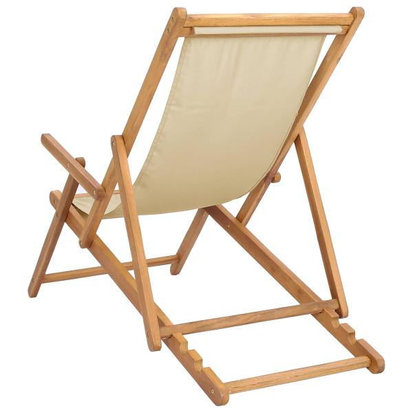 Liegestuhl Beige Massivholz Teak