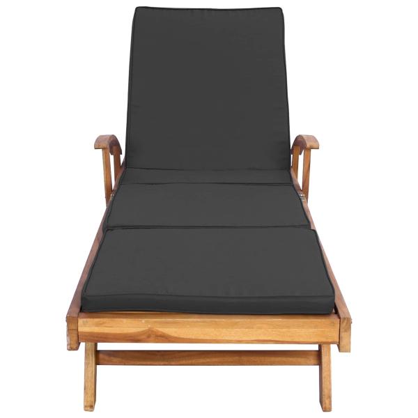Sonnenliege mit Kissen Massivholz Teak Braun und Dunkelgrau