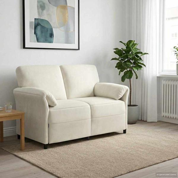ARDEBO.de - 2-Sitzer Sofa Creme 138 x 83 x 95 cm Samt