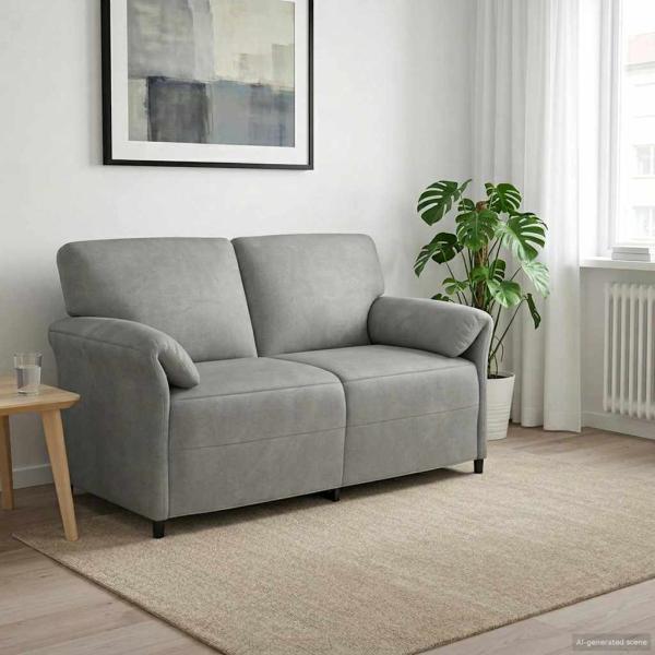 ARDEBO.de - 2-Sitzer Sofa Hellgrau 158 x 83 x 95 cm Samt