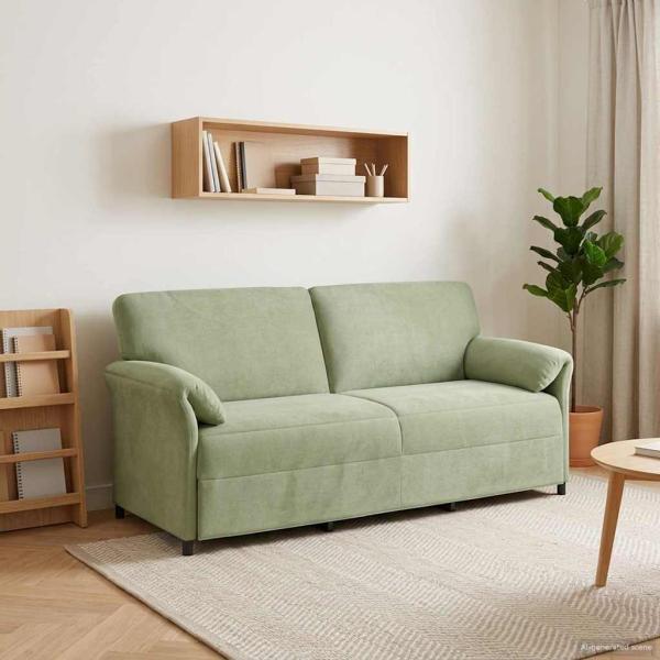 ARDEBO.de - 3-Sitzer-Sofa Hellgrün 198 x 83 x 95 cm Samt
