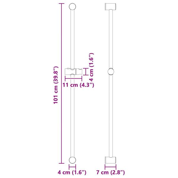 Duschkopfhalter Schwarz 100 cm Edelstahl