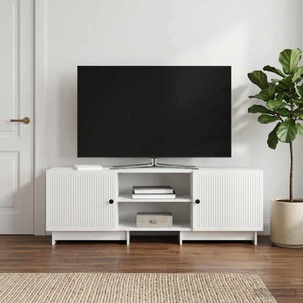 ARDEBO.de - TV-Schränk 150 x 31 x 50 cm Hochglanz Weiß Holzwerkstoff