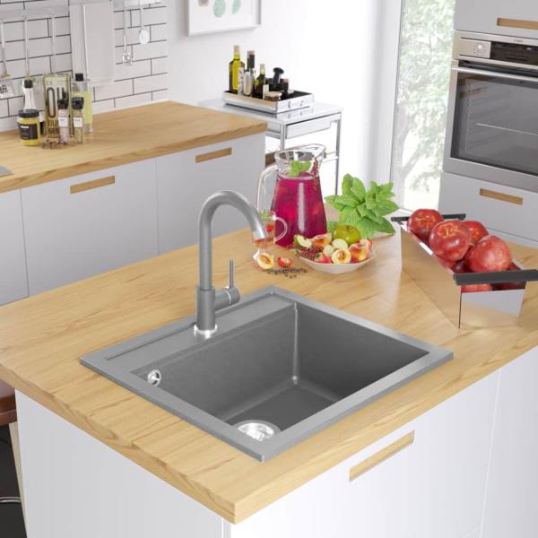 ARDEBO.de - Granitspüle Einzelbecken Grau