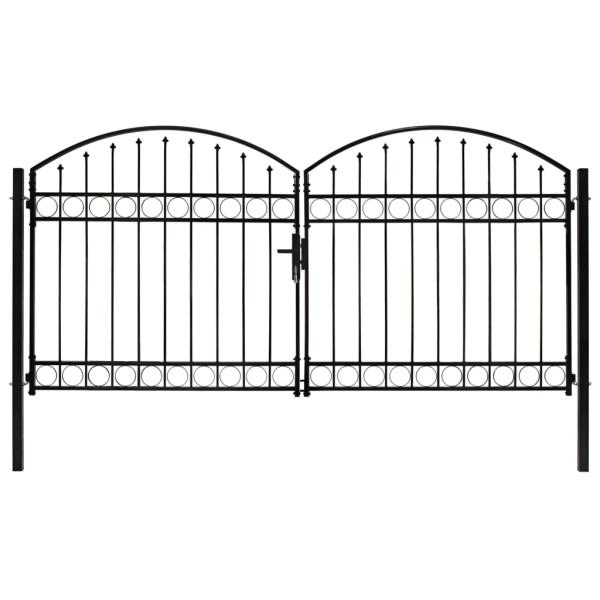 ARDEBO.de - Zauntor ASSEN Doppeltür mit Bogenabschluss Stahl 300 x 125 cm