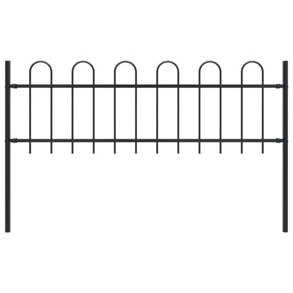 ARDEBO.de - Gartenzaun BOXTEL mit Bügelaufsatz Stahl 181 x 60 cm Schwarz