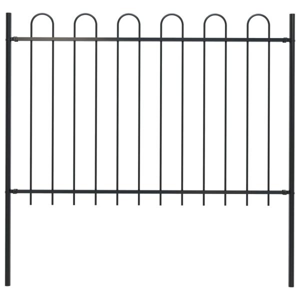 ARDEBO.de - Gartenzaun BOXTEL mit Bügelaufsatz Stahl 181 x 120 cm Schwarz