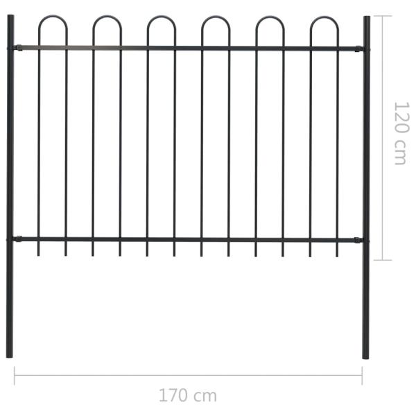 Gartenzaun BOXTEL mit Bügelaufsatz Stahl 181 x 120 cm Schwarz