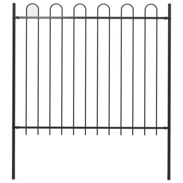 ARDEBO.de - Gartenzaun BOXTEL mit Bügelaufsatz Stahl 181 x 150 cm Schwarz
