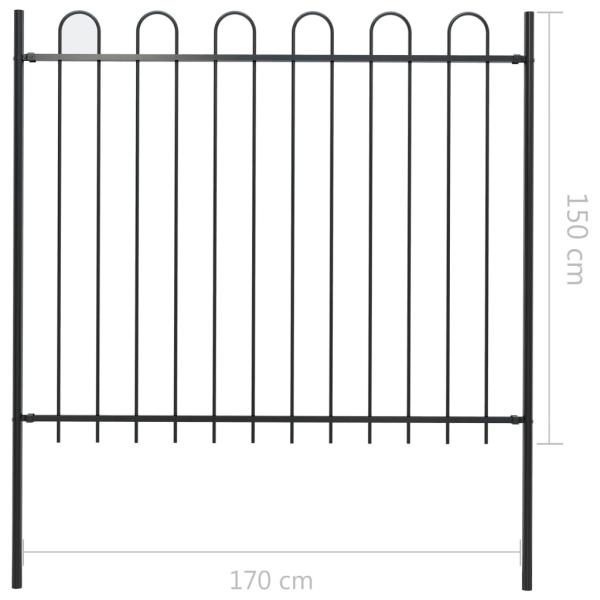 Gartenzaun BOXTEL mit Bügelaufsatz Stahl 181 x 150 cm Schwarz