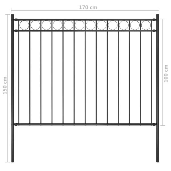 Gartenzaun ASSEN Stahl 1,7 x 1 m Schwarz