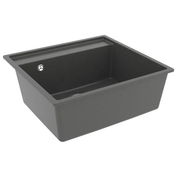 Küchenspüle mit Überlauf Grau Granit