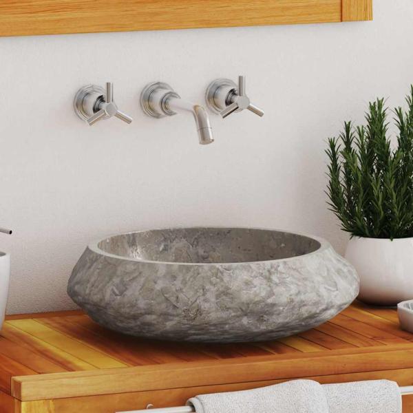 ARDEBO.de - Waschbecken Grau Ø40x12 cm Marmor