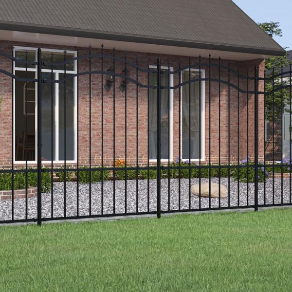 ARDEBO.de - Gartenzaun Woerden mit Speerspitze Schwarz 240 x 150 cm Stahl