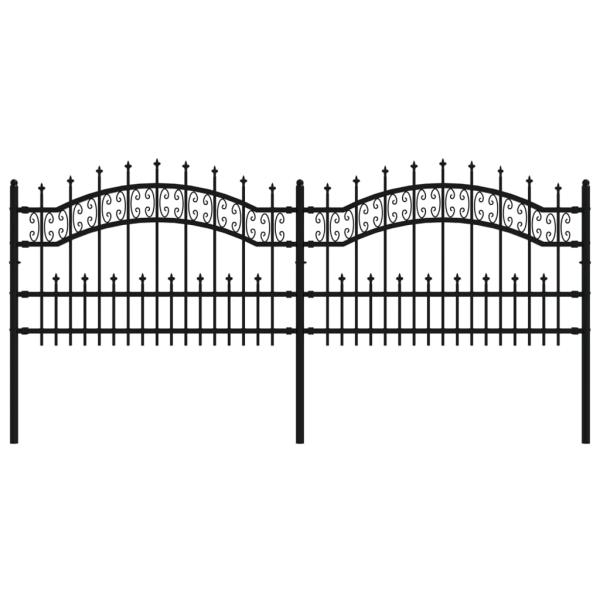 Gartenzaun KAMPEN mit Speerspitze Schwarz 240 x 75 cm Stahl