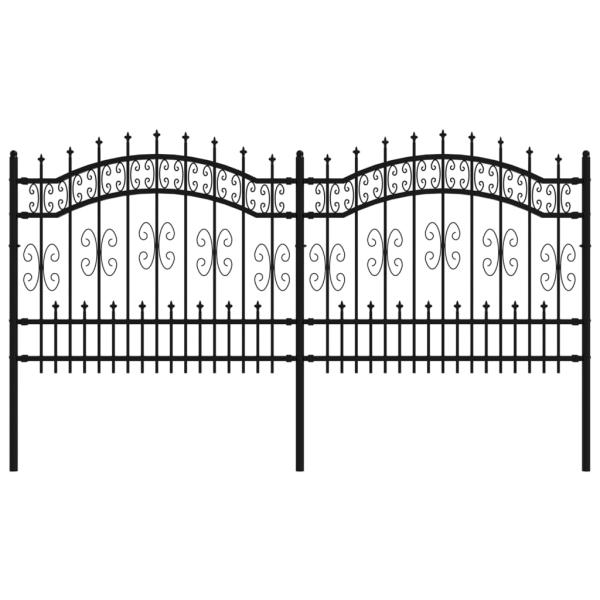 Gartenzaun KAMPEN mit Speerspitze Schwarz 240 x 100 cm Stahl