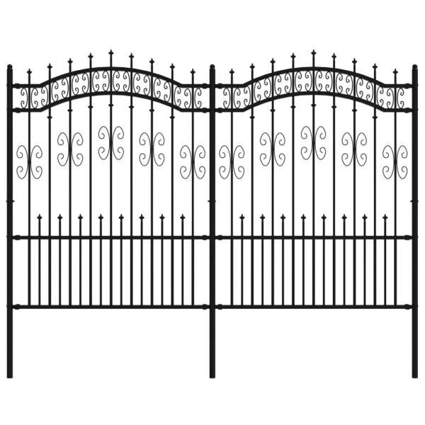 Gartenzaun KAMPEN mit Speerspitze Schwarz 240 x 150 cm Stahl