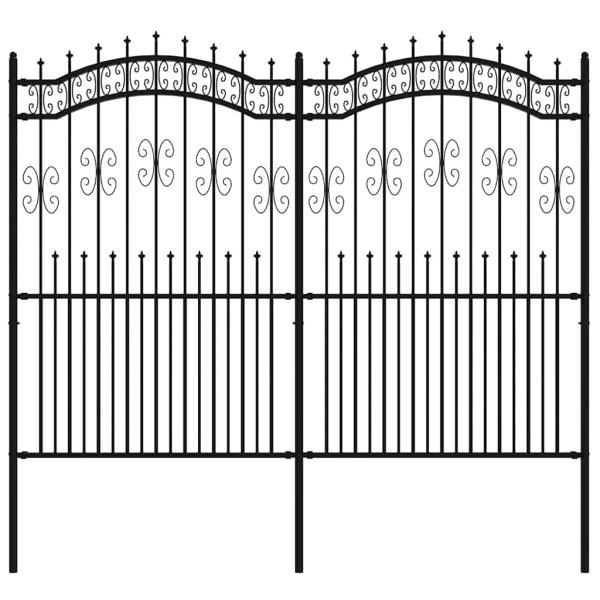 Gartenzaun KAMPEN mit Speerspitze Schwarz 240 x 175 cm Stahl