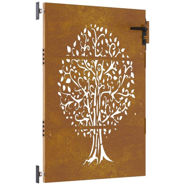Gartentor 85x150 cm Cortenstahl Baum-Design