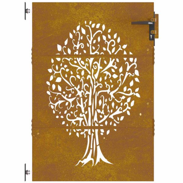 Gartentor 85x150 cm Cortenstahl Baum-Design
