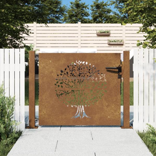 ARDEBO.de - Gartentor 100x75 cm Cortenstahl Baumdesign
