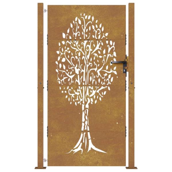 Gartentor 100x175 cm Cortenstahl Baumdesign