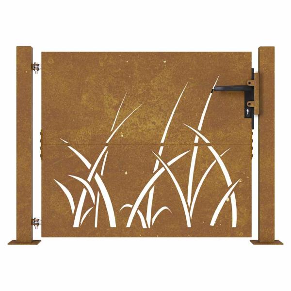 Gartentor 100x100 cm Cortenstahl Gras-Design