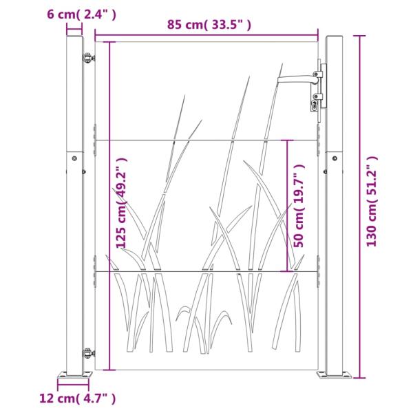 Gartentor 100x125 cm Cortenstahl Gras-Design