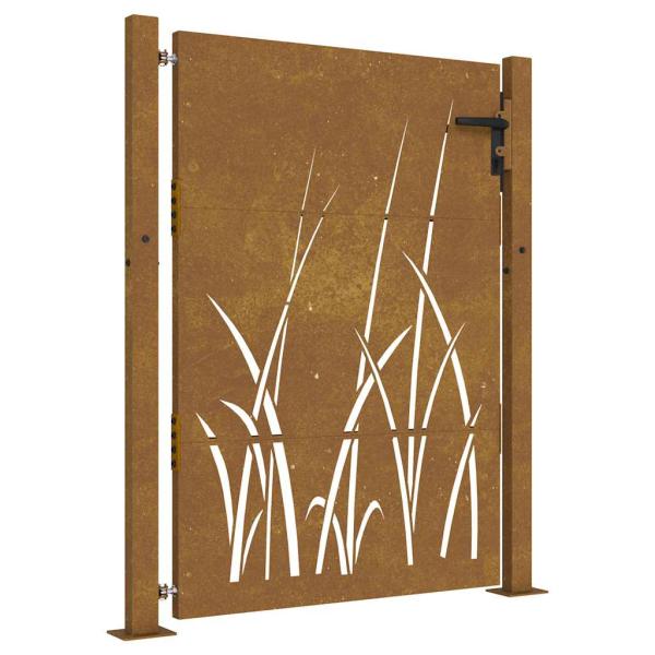 Gartentor 100x150 cm Cortenstahl Gras-Design