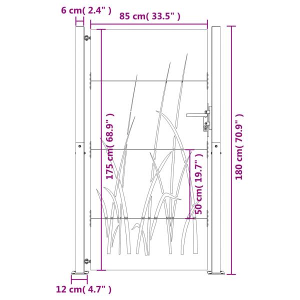 Gartentor 100x175 cm Cortenstahl Gras-Design