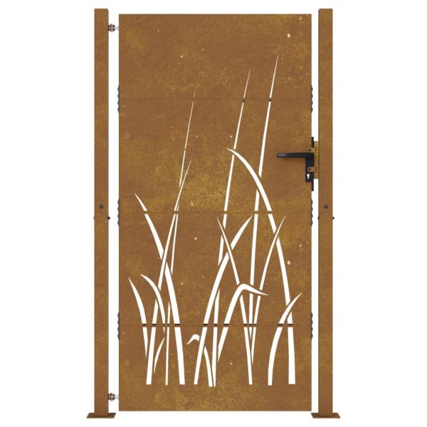 Gartentor 100x175 cm Cortenstahl Gras-Design