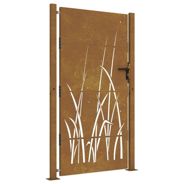 Gartentor 100x200 cm Cortenstahl Gras-Design