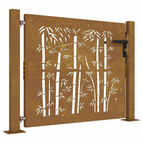 Gartentor 100x75 cm Cortenstahl Bambus-Design