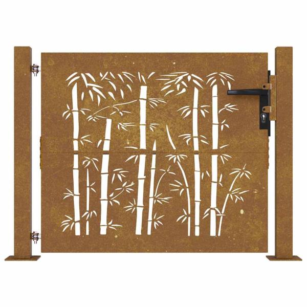 Gartentor 100x75 cm Cortenstahl Bambus-Design