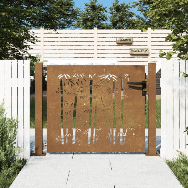 ARDEBO.de - Gartentor 100x100 cm Cortenstahl Bambus-Design