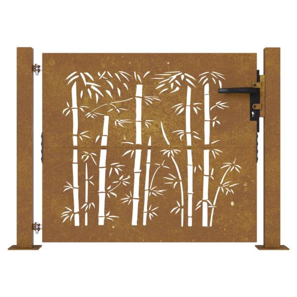 Gartentor 100x100 cm Cortenstahl Bambus-Design