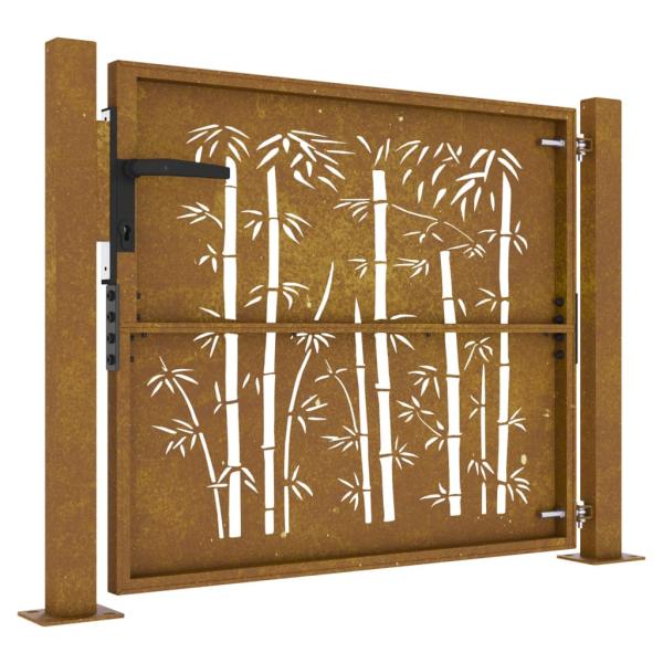 Gartentor 100x100 cm Cortenstahl Bambus-Design