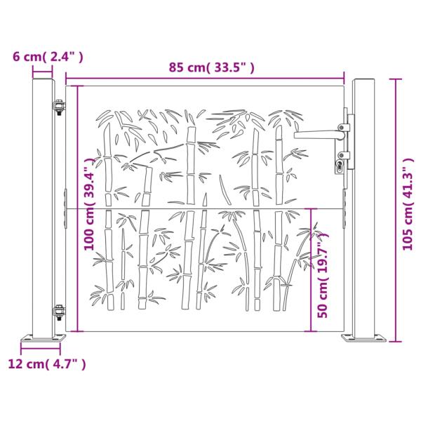 Gartentor 100x100 cm Cortenstahl Bambus-Design