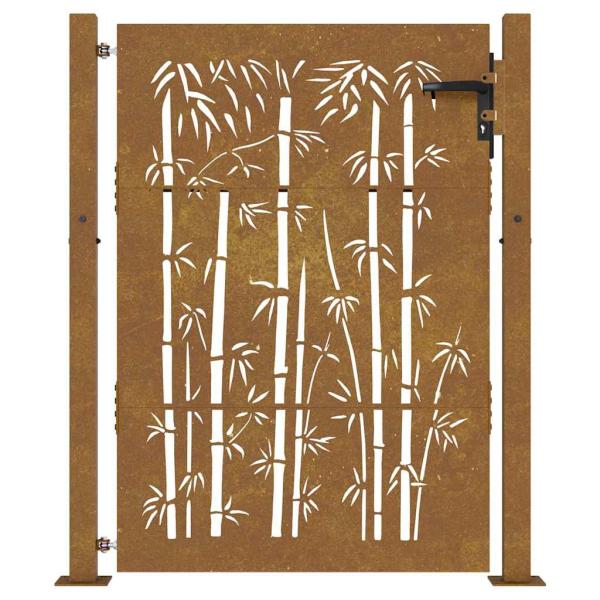 Gartentor 100x125 cm Cortenstahl Bambus-Design