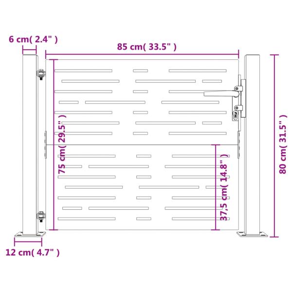 Gartentor 100x75 cm Cortenstahl Quadratisches Design