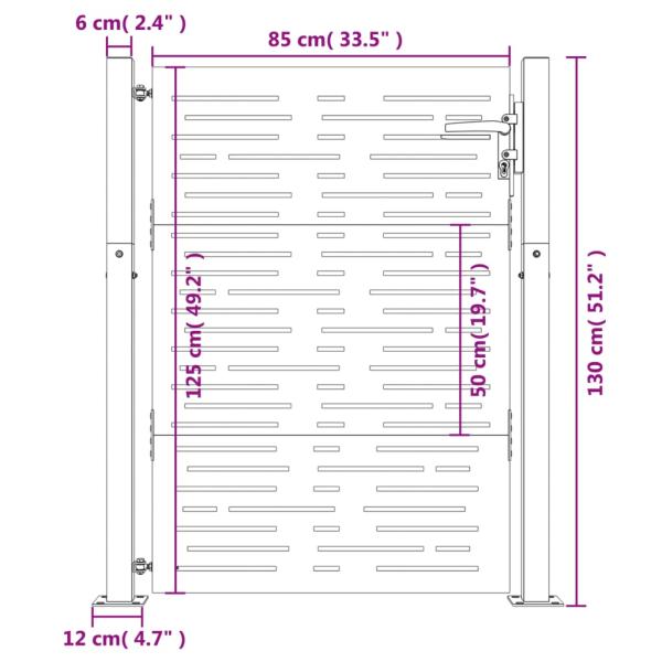 Gartentor 100x125 cm Cortenstahl Quadratisches Design