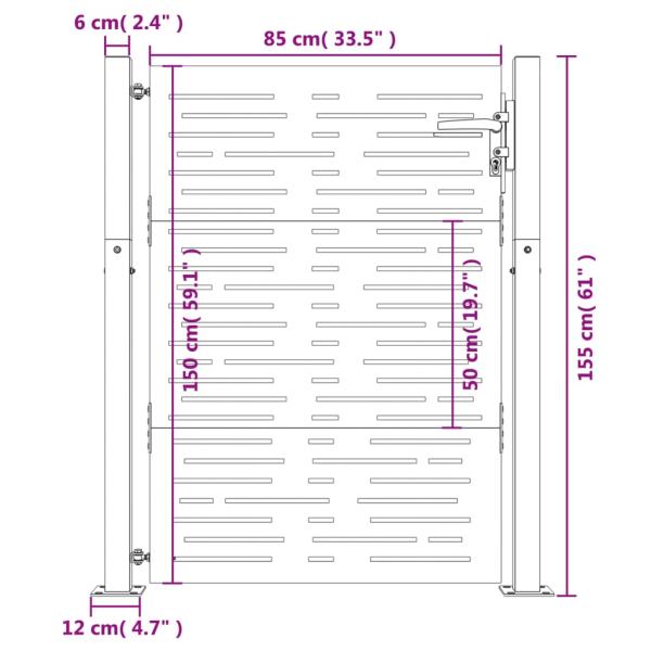 Gartentor 100x150 cm Cortenstahl Quadratisches Design