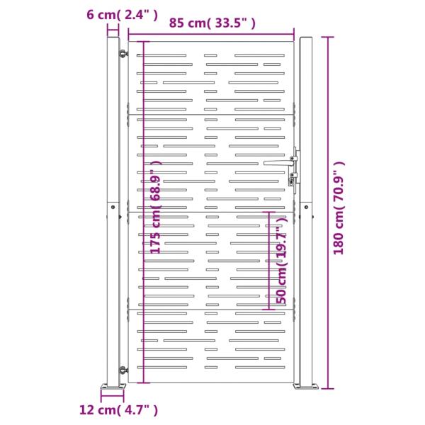 Gartentor 100x175 cm Cortenstahl Quadratisches Design