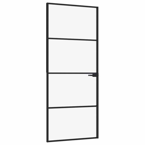 Innentür Schwarz 83x201,5 cm Hartglas & Aluminium Schlank