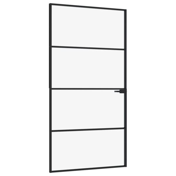 Innentür Schwarz 102x201,5 cm Hartglas & Aluminium Schlank
