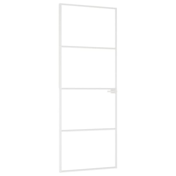 Innentür Weiß 76x201,5 cm Hartglas & Aluminium Schlank